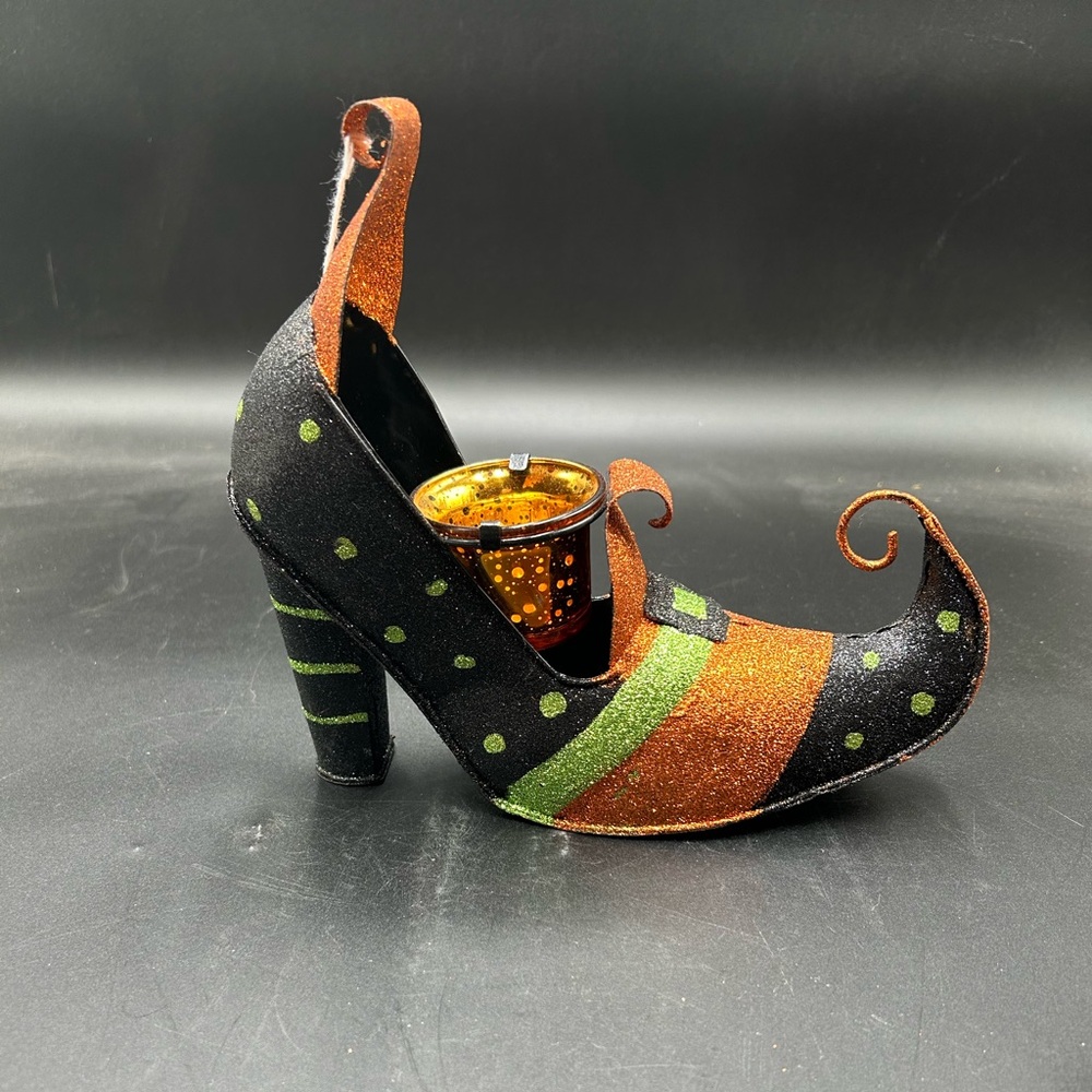 Witch shoe decor votive holder, Halloween decor, Halloween centerpiece